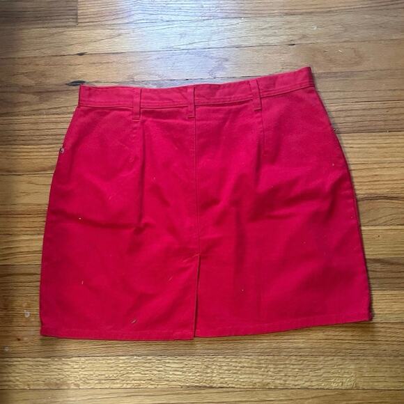 Red Denim Jean Skirt Bill Blass Jeans - Picture 4 of 5